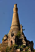 Inle Lake Myanmar. Indein, a cluster of ancient stupas  ruined and overgrown with bushes, just behind the village. 